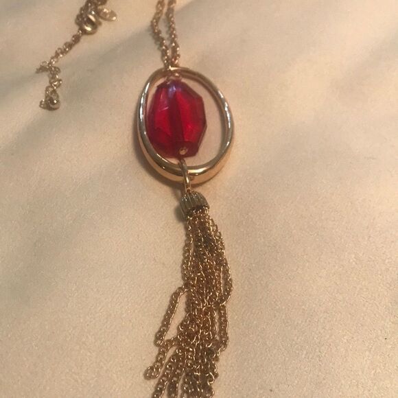 Red Crystal Tassel Necklace!! - Picture 5 of 5